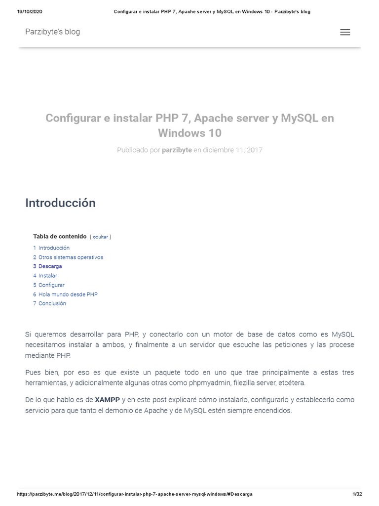 Instalar PHP, Apache y MySQL en Windows 10 | PDF | Php | Mi sql
