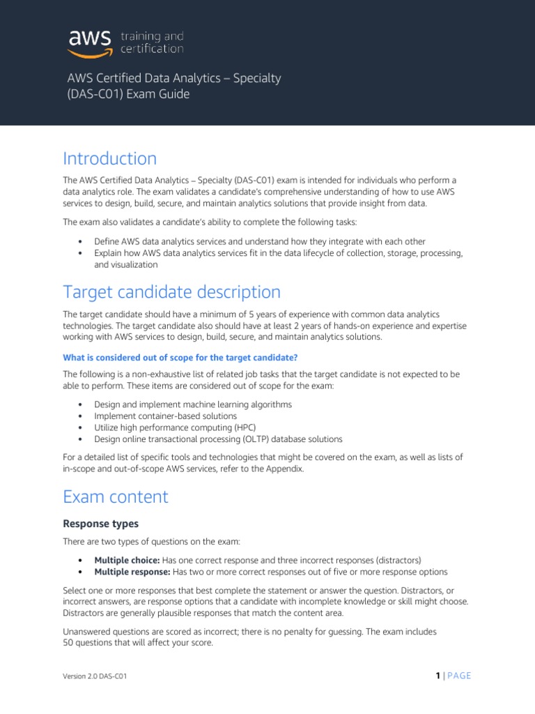 AWS Certified Data Analytics DAS-C01 Guide | PDF | Test (Assessment ...