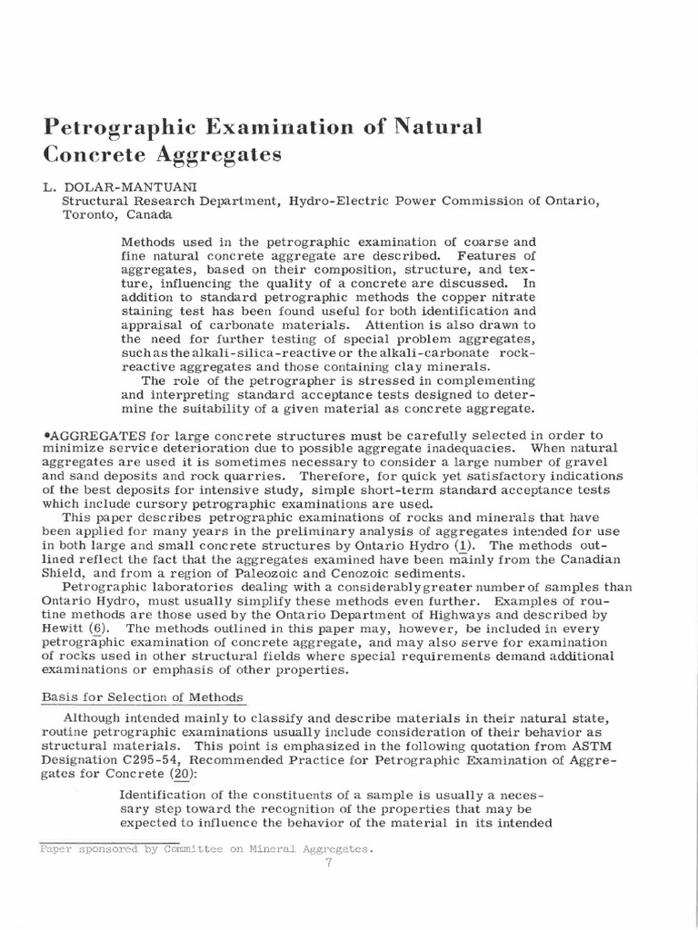 Petrographic Examination of Natural Concrete Aggregates Aggregate On