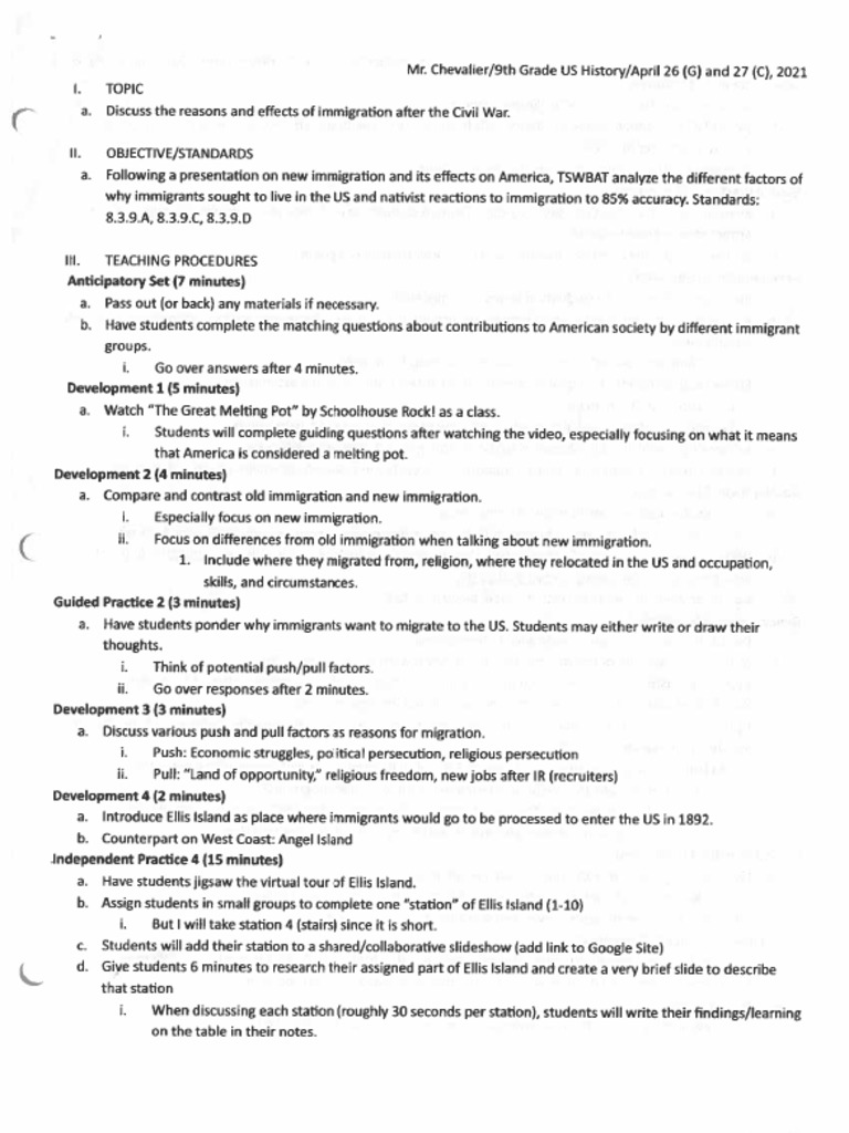 New Immigration Lesson Plan PDF
