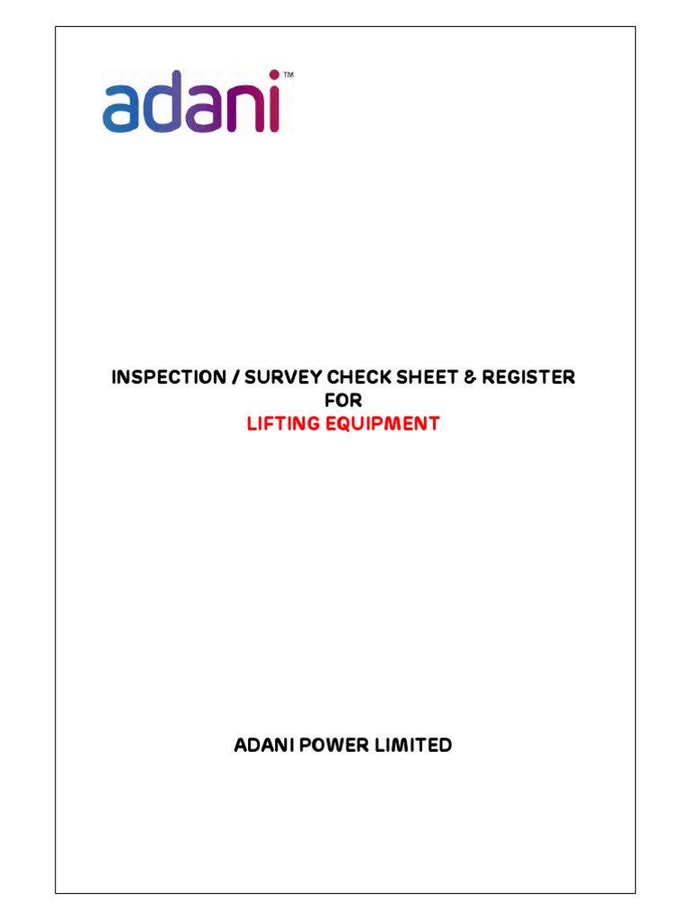 Lifting Equipment Inspection Checklists PDF Crane (Machine) Rope