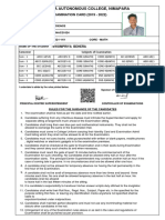 Nimapara Autonomous College, Nimapara: EXAMINATION CARD (2019 - 2022)