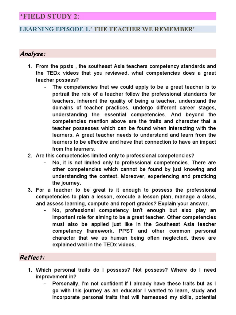 Fs 2 - 1-4 | PDF | Teachers | Learning