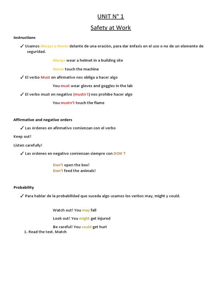 Workplace Safety Instructions Guide | PDF