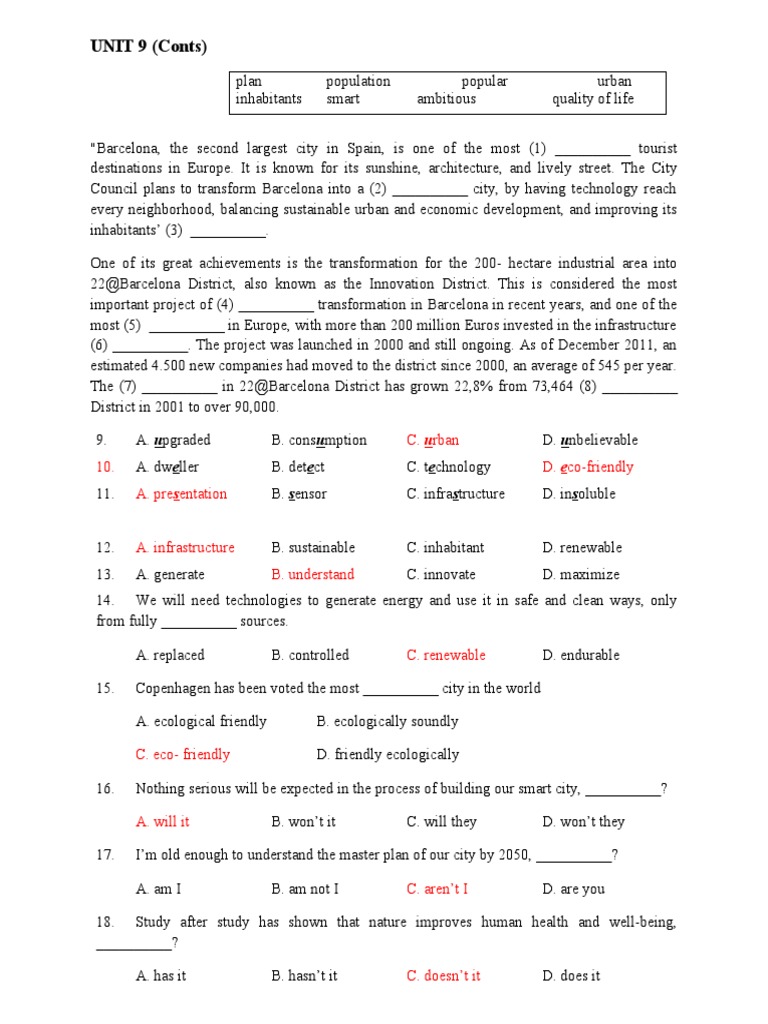 Unit 9 Cities Of The Future Pdf Sustainability Infrastructure