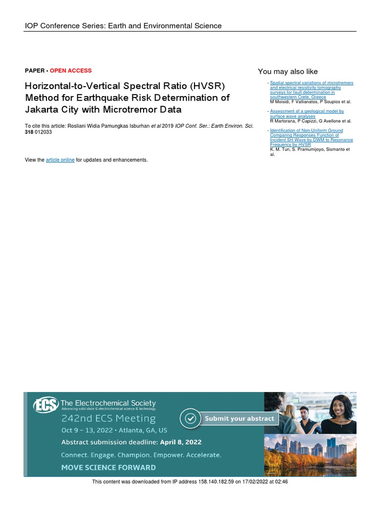 2019 - HVSR Method For Eq Risk Determination - Isburhan | PDF ...