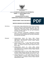 Permenkominfo No17 2010 Tentang Organisasi Dan Tata Kerja KemenKominfo