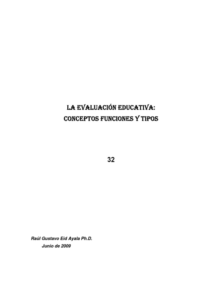 Conceptos y Funciones de la Evaluación Educativa | PDF | Evaluación ...