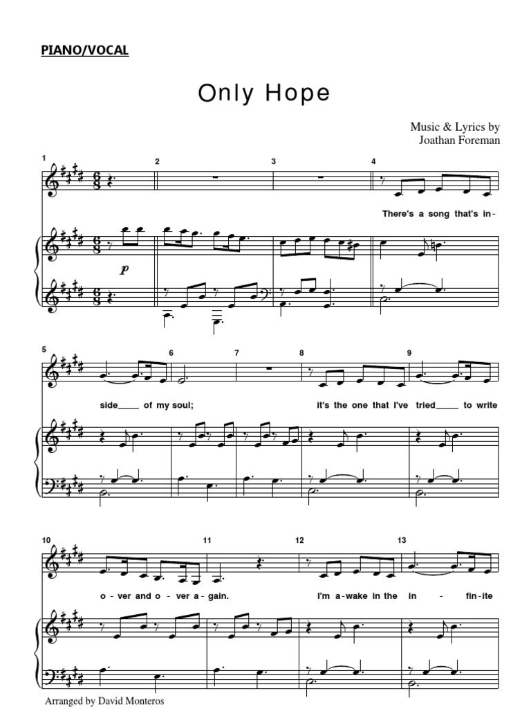 Only Hope (David's Version) | PDF | Pop Songs | Song Recordings