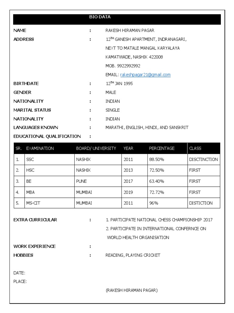 BIO DATA | PDF