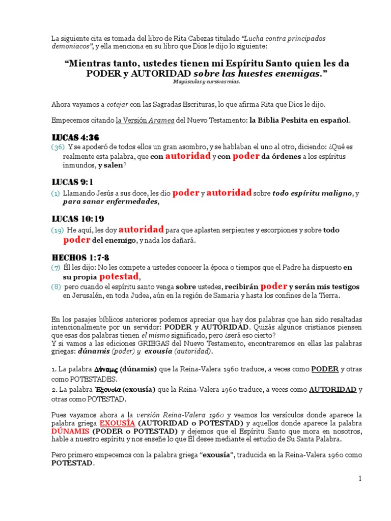 PODER y AUTORIDAD en El NT | PDF | Libro de revelación | Jesús