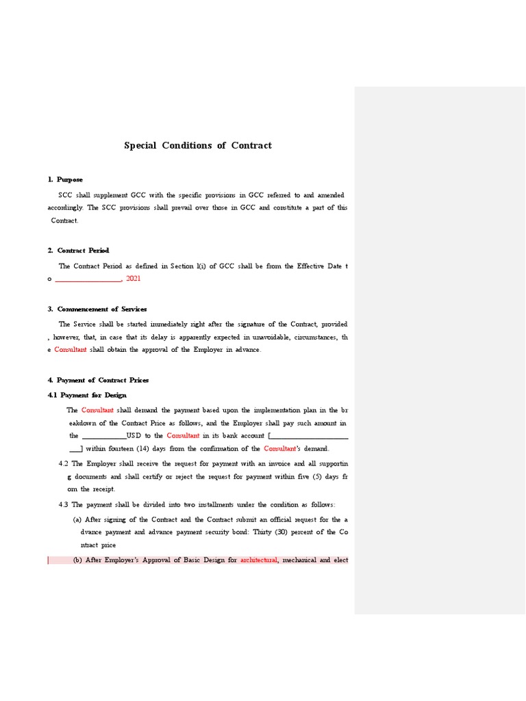 Special Conditions of Contract Overview | PDF | Payments | Bonds (Finance)