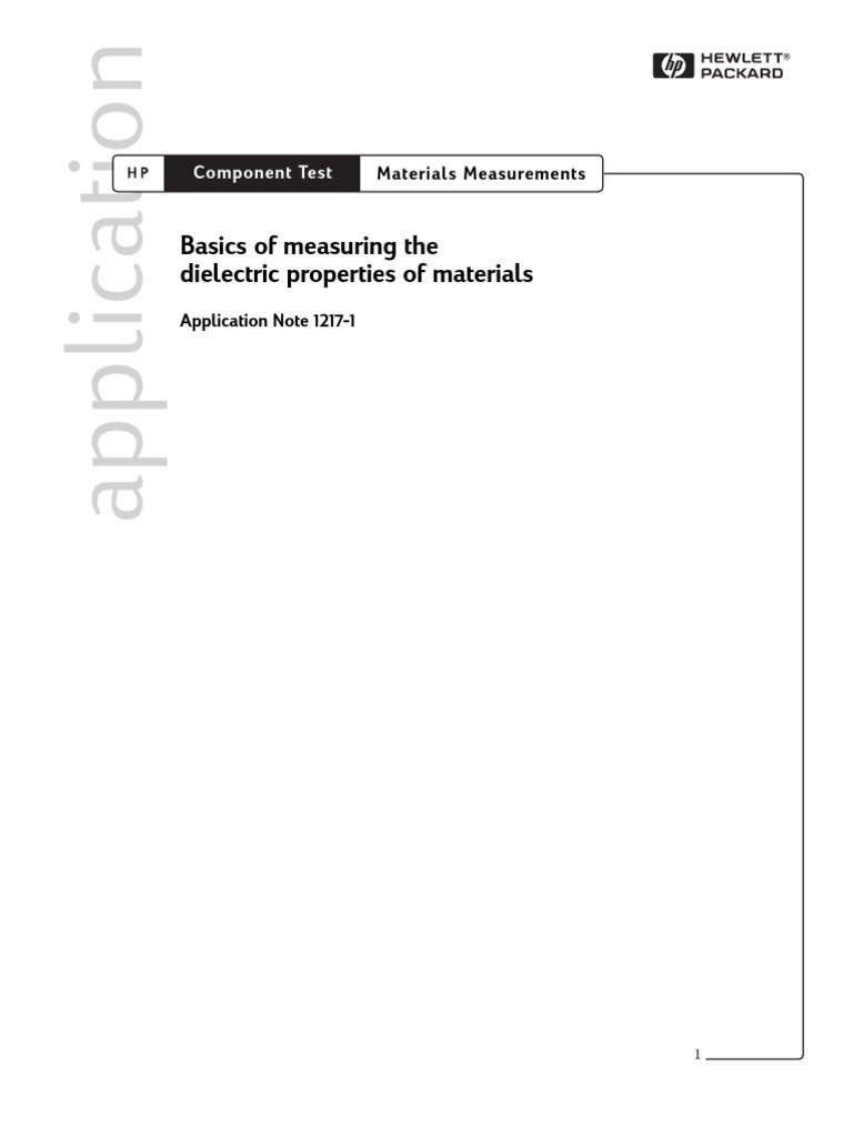 Basics of Measuring The Dielectric Properties of Materials | PDF ...