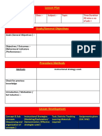 Lesson Plan: Teacher's Name:-Date: - Class: - Subject: - Topic Time Duration 40 Mins X No Ofpds