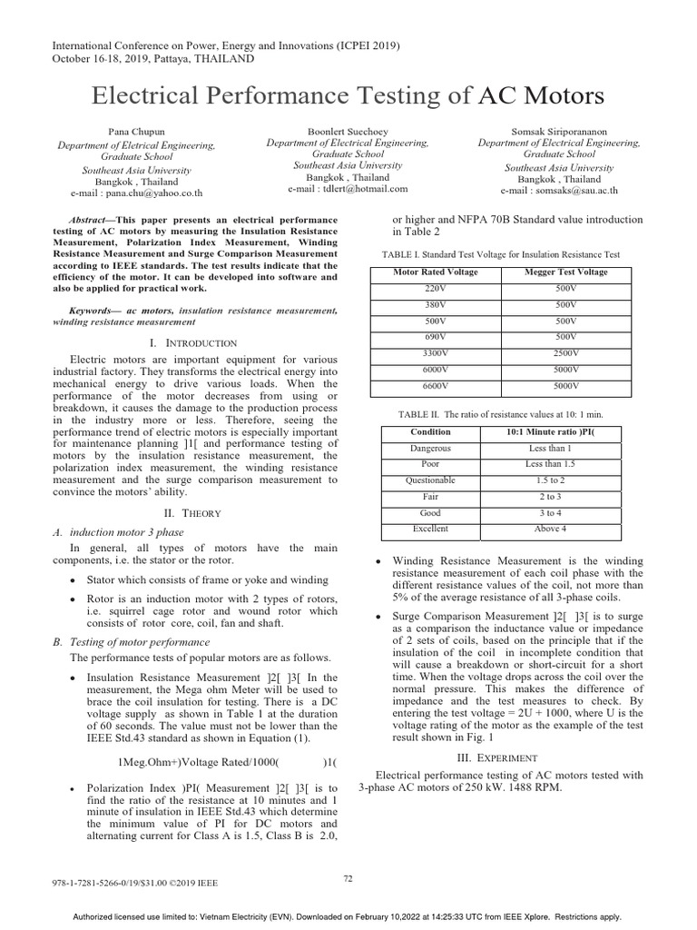 AC Motor Electrical Performance Testing | PDF | Electric Motor | Inductor