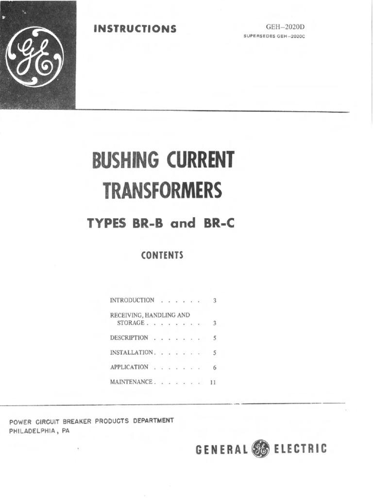 GEH-2020D Bushing Current Transformers Types BR-B and BR-C | PDF