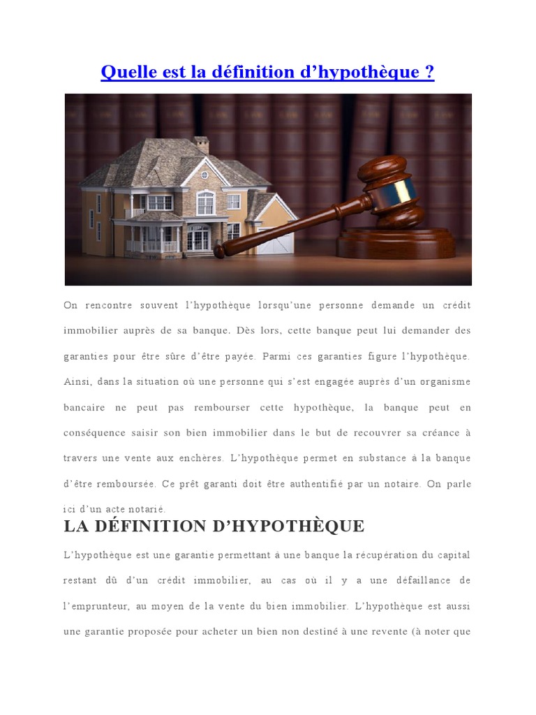 Qu'est-ce que l'hypothèque ? | PDF | Prêts | Crédit