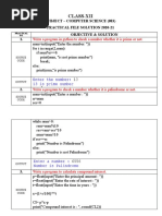 Class-Xii: Subject - Computer Science (083) Practical File Solution 2020-21 Objective & Solution 1