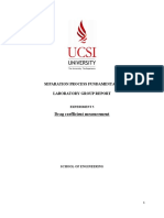 Drag Coefficient Measurement: Separation Process Fundamentals Laboratory Group Report