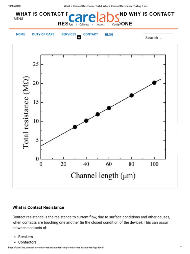 What Is Contact Resistance Test & Why Is Contact Resistance Testing Done PDF Electrical