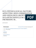 Eco-Physiological Factors Affecting Seed Germination and Seedlings Growth of Solanum Diphyllum L., A Promising M..