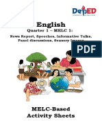 MELC Based Activity Sheets Q1 Week 1 To 3 ENGLISH10