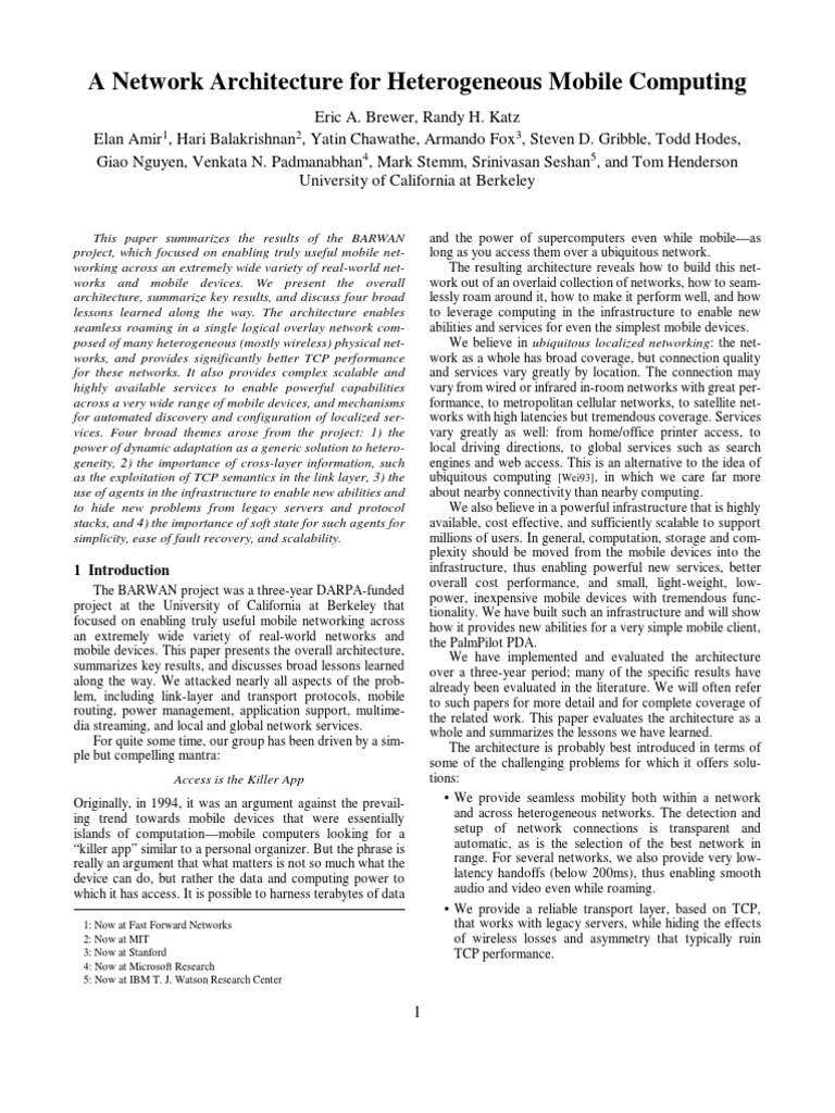 Heterogeneous Mobile Network Architecture | PDF | Transmission Control ...