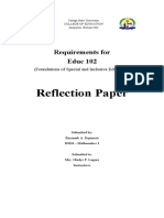 Reflection Paper: Requirements For Educ 102