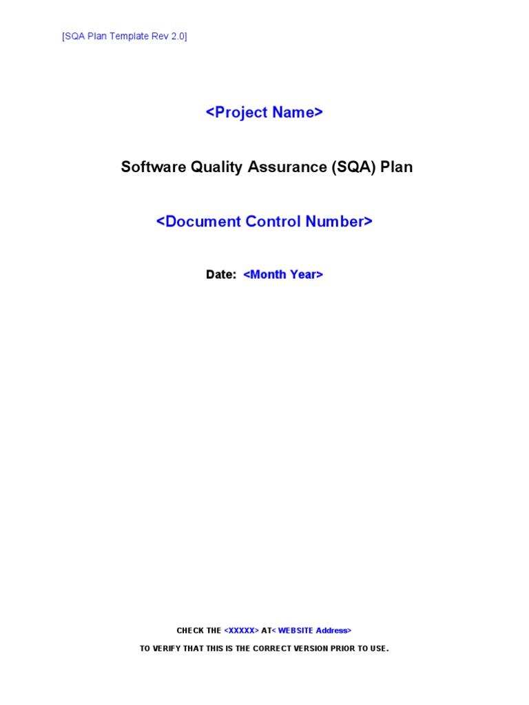 Software Quality Assurance Plan Template | PDF | Risk Management ...
