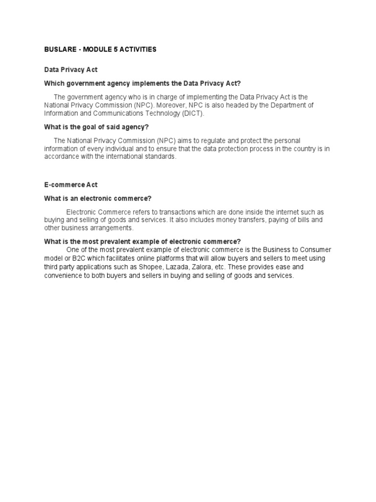 Buslare - Module 5 Activities | PDF