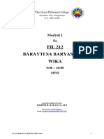 Prelim - Fil 212 Barayti Sa Baryasyong Wika