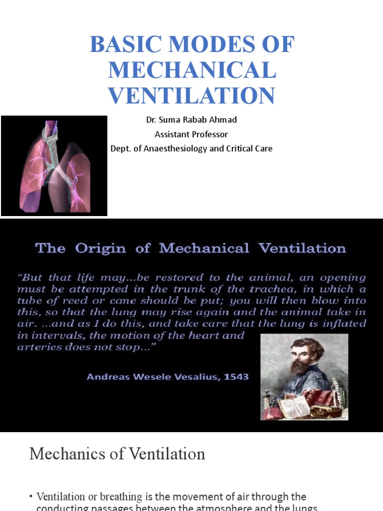 Basic Modes of Mechanical Ventilation | PDF | Breathing | Lung