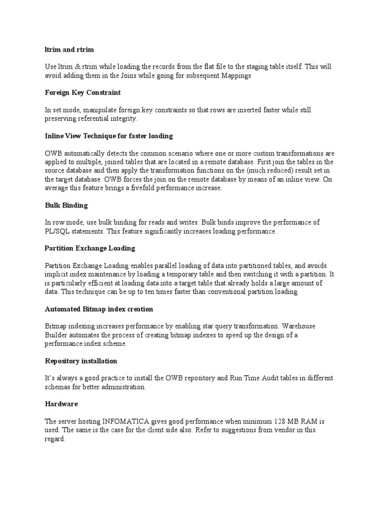 Informatica Best Practices for ETL | PDF | Database Index | Databases