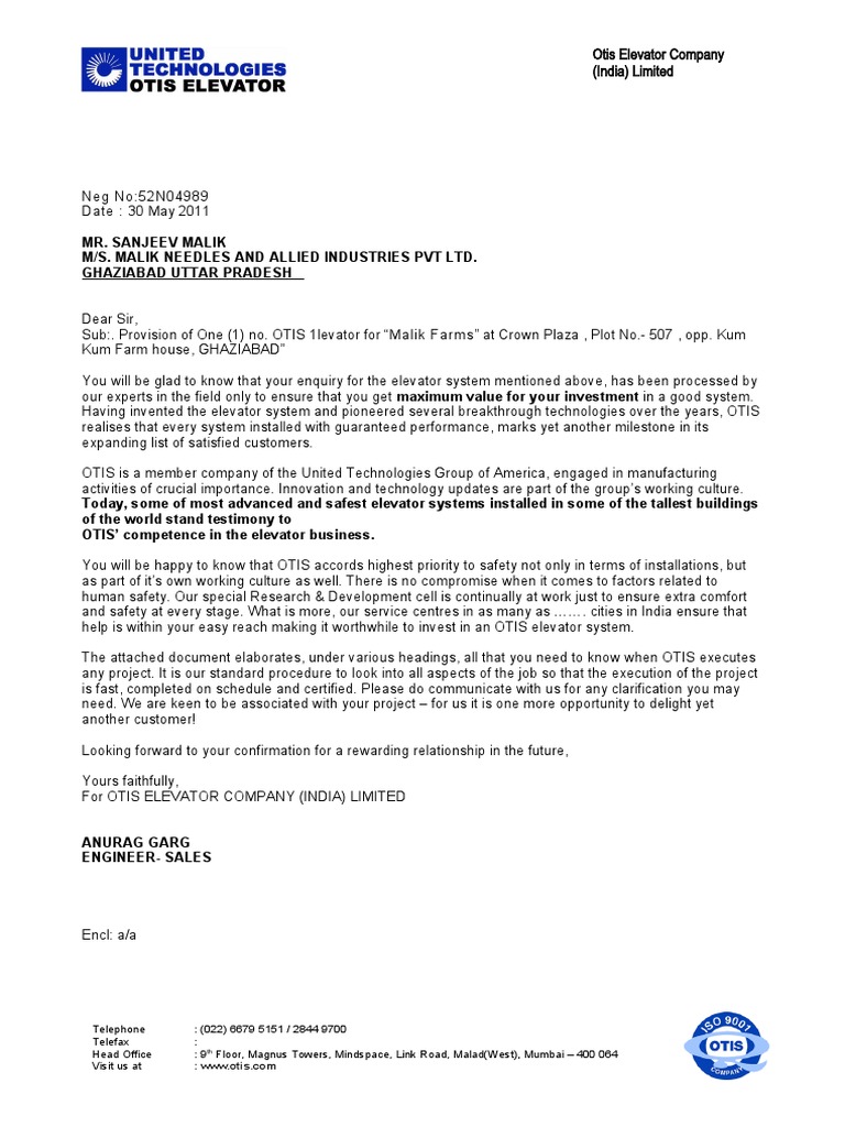 Otis Elevator Company (India) Limited PDF Transportation