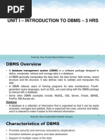 Unit I - Introduction To DBMS