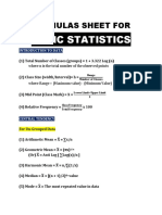 Basic Statistics: Formulas Sheet For