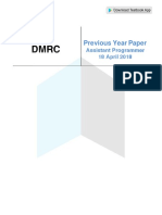 DMRC Assistant Programmer 18 April 2018 English