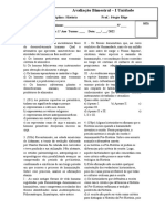 Avaliação Bimestral de História sobre Pré-História e Idade dos Metais