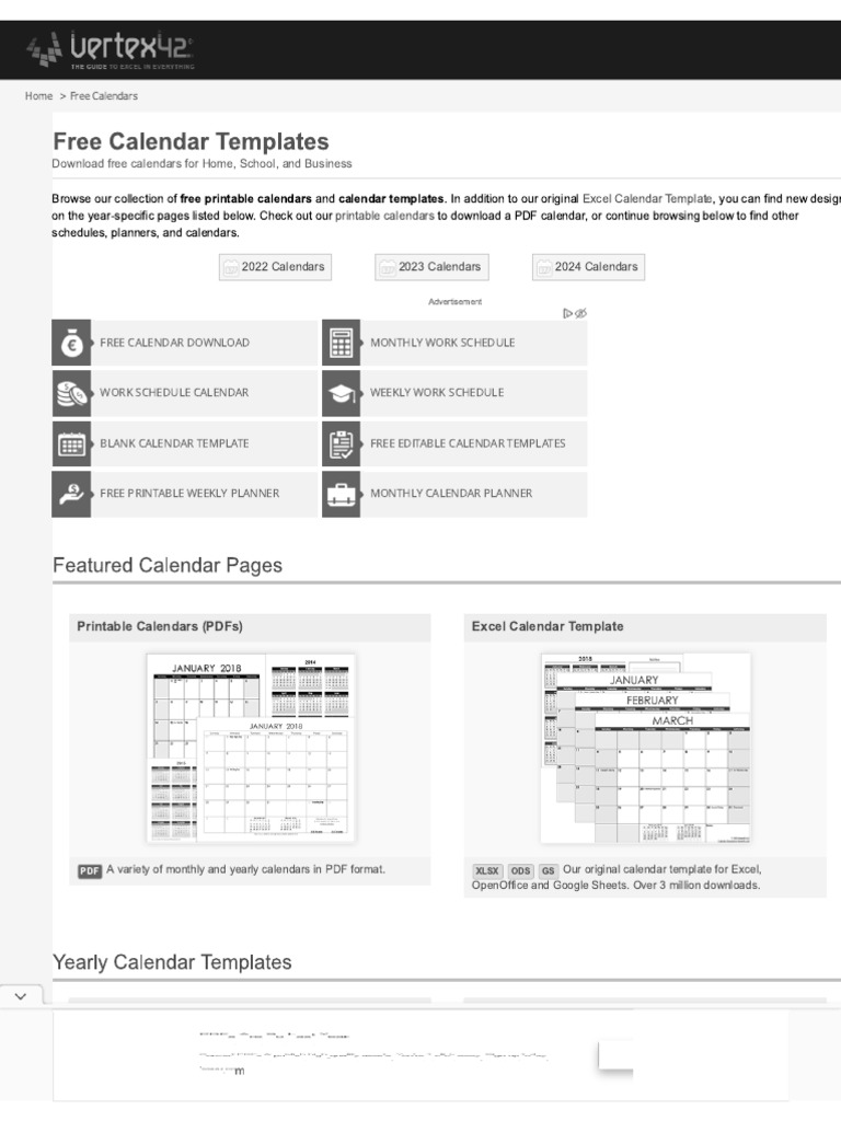 Free Printable Calendars | PDF
