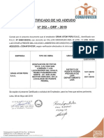Certificado de No Adeudo #252 - 20601302234 - Gran Atom Peru S.A.C. - 2019