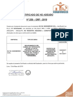 Certificado de No Adeudo #259 - 20357844461 - M.C.M. Ingenieros S.R.L. - 2019