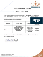 Certificado de No Adeudo #257 - 20357844461 - M.C.M. Ingenieros S.R.L. - 2019