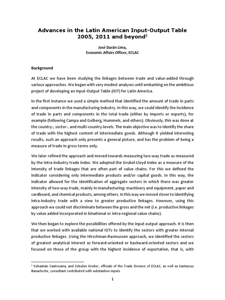 Latin America's Input-Output Table Advances | PDF | Latin America ...