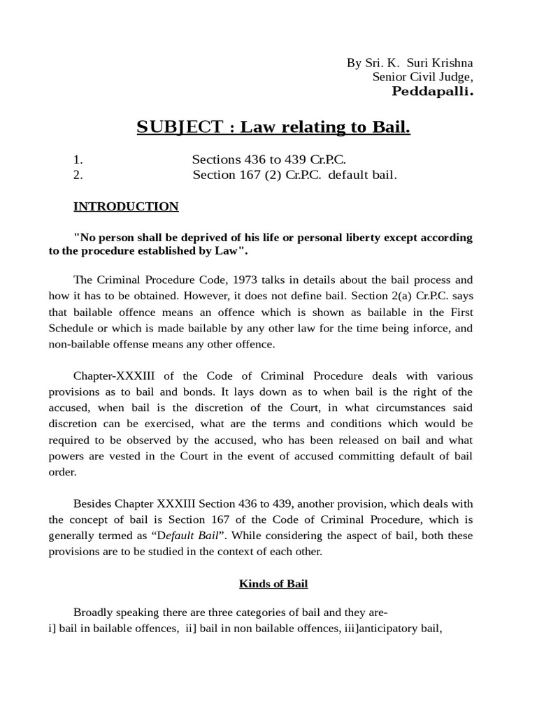 Understanding Bail: Types and Laws | PDF | Bail | Criminal Procedure In ...