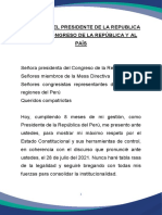 Discurso del Presidente Pedro Castillo frente a la moción de vacancia 