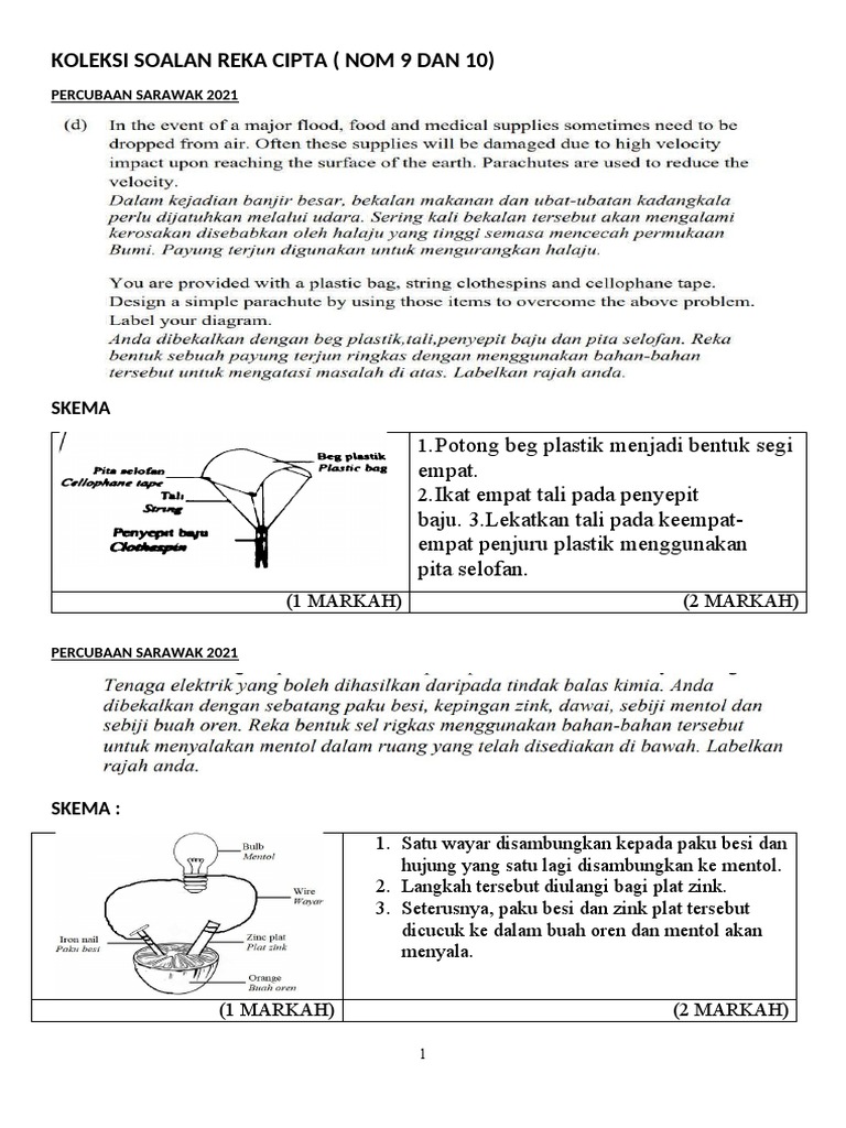 KOLEKSI SOALAN REKA CIPTA 9 Dan 10 | PDF