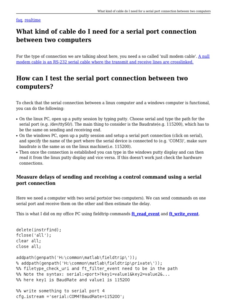 Serial Port Connection Between Two Computers - MATLAB | PDF | Computer ...