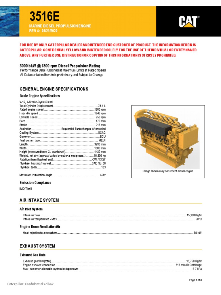 General Engine Specifications: 3000 BKW at 1800 RPM Diesel Propulsion ...
