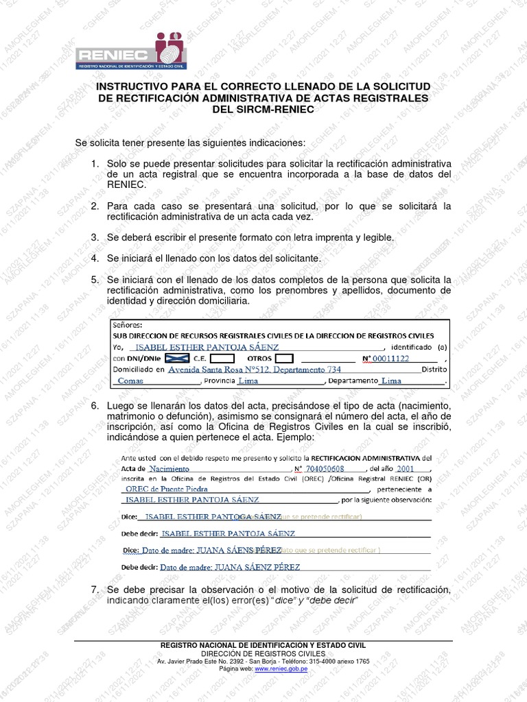 Instructivo para Formato Solicitud Rectificación Administrativa de ...