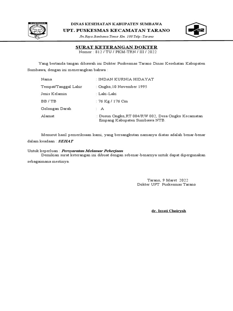Surat Keterangan Dokter | PDF